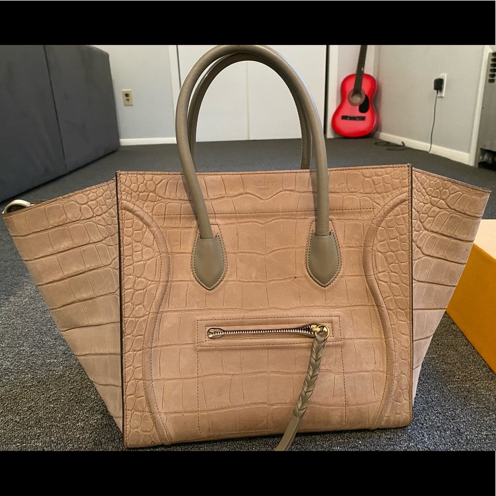 Celine phantom croc embossed handbag